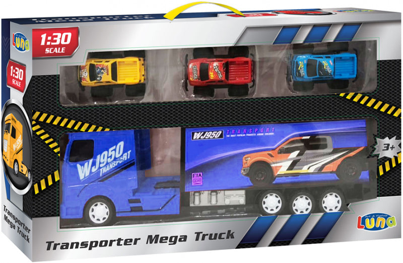 autotransporter trucks jongens 1:30 blauw 4-delig