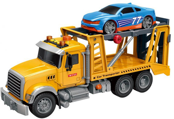 autotransporter Mega Truck 45 x 15,5 cm 1,5V frictie geel