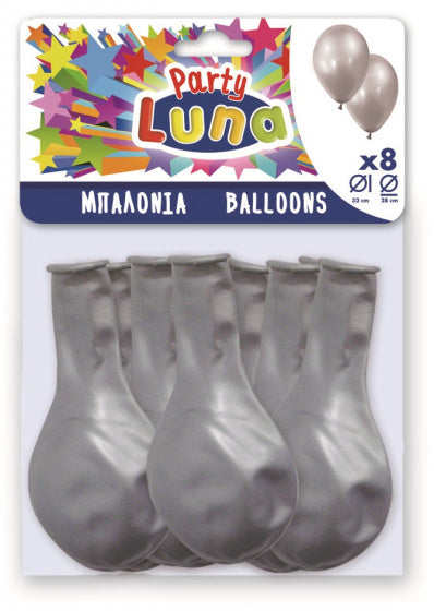 ballonnen 28 x 32 cm latex zilver 8 stuks
