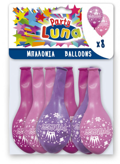 ballonnen prinses 28 x 32 cm latex roze 8 stuks