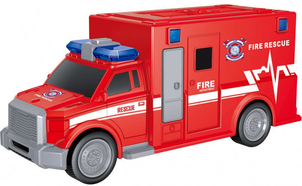 brandweerwagen City Rescue junior 1,5V frictie 1:20 rood