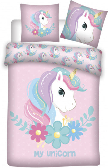 dekbedovertrek Unicorn meisjes 140 x 200 cm katoen/textiel