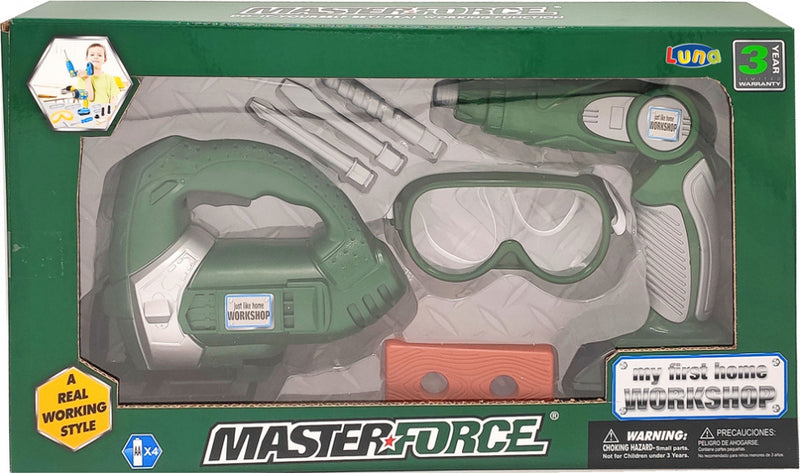 gereedschapset Masterforce junior groen/grijs 7-delig