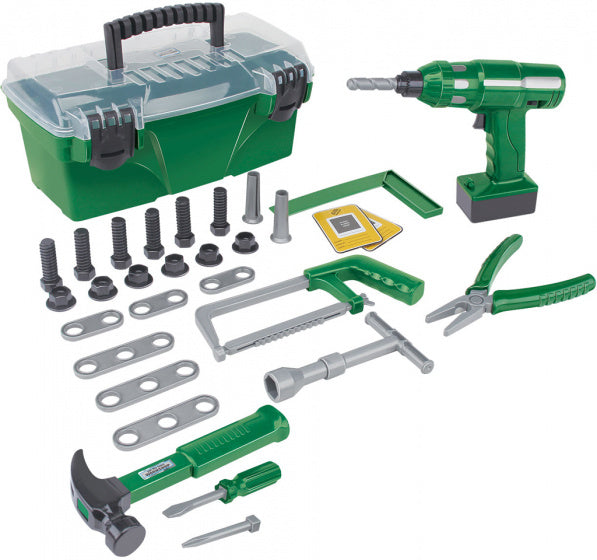 gereedschapskist PowerTool junior 32,5 cm groen 32-delig