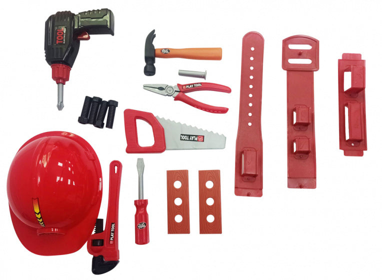 gereedschapsset junior grijs/zwart/rood 17-delig