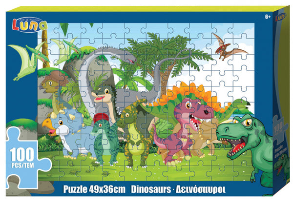 puzzel 2-in-1 Dinosaurussen 49 cm karton 100 stuks