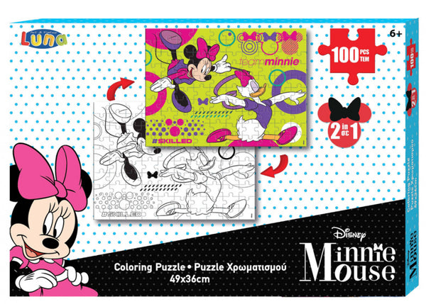kleurplaat en puzzel Minnie Mouse 49 cm karton 100 stuks