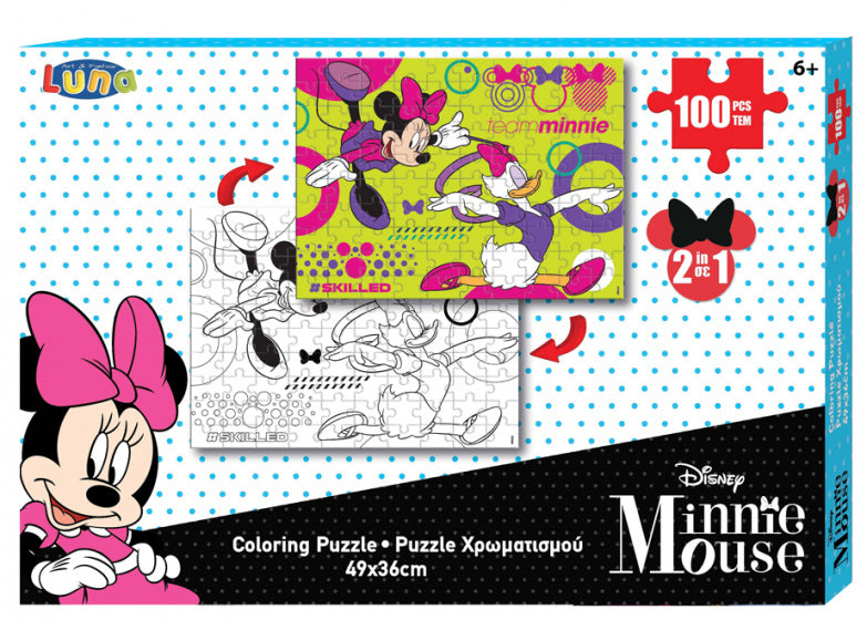 kleurplaat en puzzel Minnie Mouse 49 cm karton 100 stuks