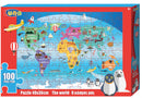 kleurplaat en puzzel Wereld 49 cm karton 100 stuks