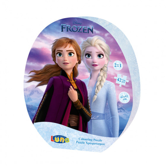 kleurpuzzel Frozen junior 42 cm paars/blauw 42 stuks