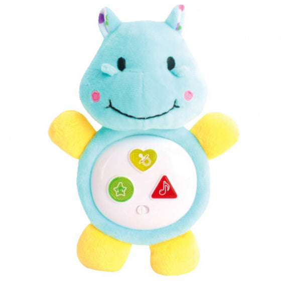 knuffelnijlpaard pluche blauw/geel