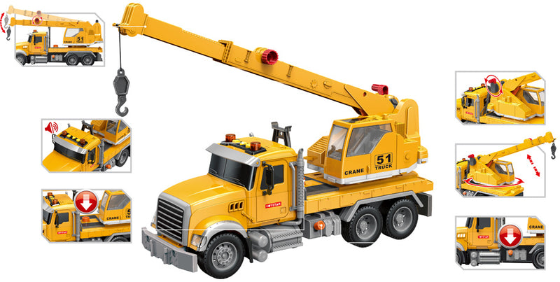kraanwagen Mega Truck junior 34 x 11 x 45 cm frictie geel