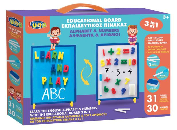 magneet- en krijtbord Educatief junior wit/blauw 66-delig