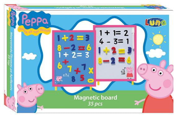 magneetbord Peppa Pig junior 30 cm roze/blauw/wit 37-delig