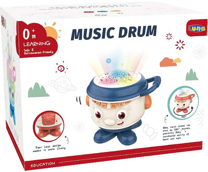 muziekdrum junior 19,3 x 18,7x 25,2 cm crème/blauw