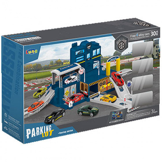 parkeergarage junior 48,5 x 29 cm blauw/grijs 33-delig