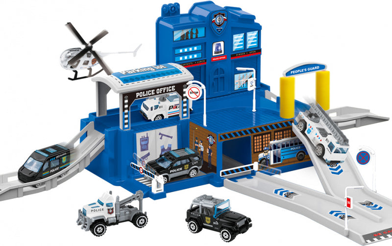 politiebureau met voertuigen junior blauw/grijs 33-delig