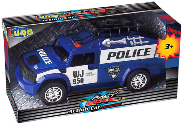 politievoertuig junior 34 x 17 cm blauw/wit