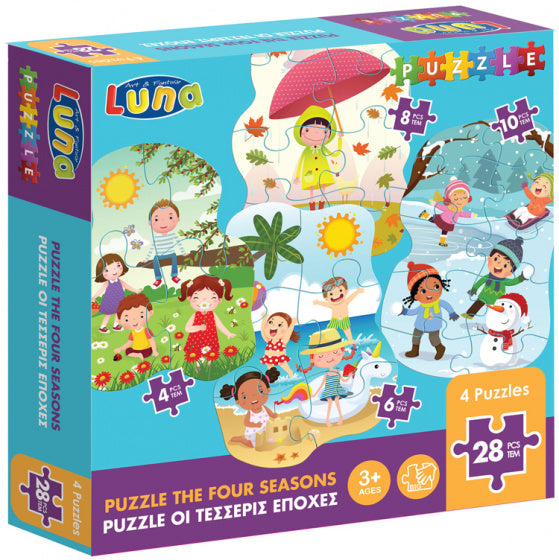 puzzel Seasons junior karton blauw/groen/bruin 28-delig