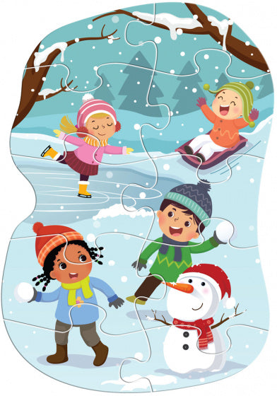 puzzel Seasons junior karton blauw/groen/bruin 28-delig