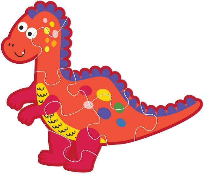 puzzel Dinosaures junior karton rood/blauw/geel 28-delig