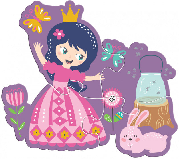 puzzel Princesses meisjes karton roze/paars 28-delig