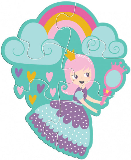 puzzel Princesses meisjes karton roze/paars 28-delig