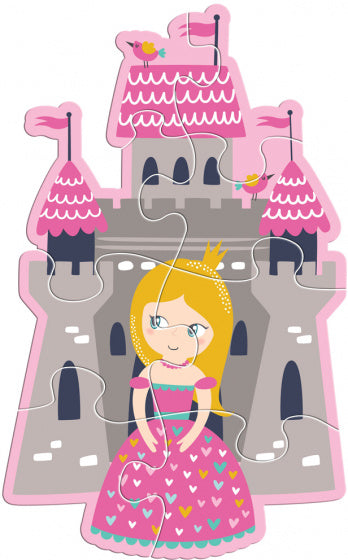 puzzel Princesses meisjes karton roze/paars 28-delig