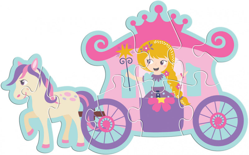 puzzel Princesses meisjes karton roze/paars 28-delig