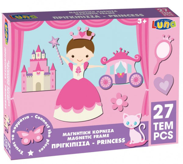 puzzel prinsessen 29 cm karton roze/paars 27 stukjes