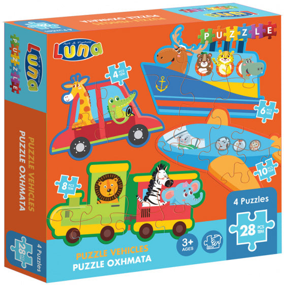 puzzel Vehicles junior 25 x 5 x 25 cm 28 stukjes
