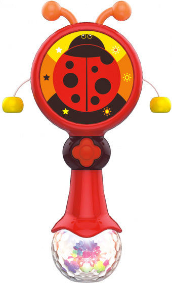 rammeldrum Ladybug muziek licht junior 17 cm rood