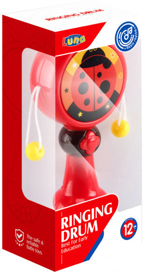 rammeldrum Ladybug muziek licht junior 17 cm rood