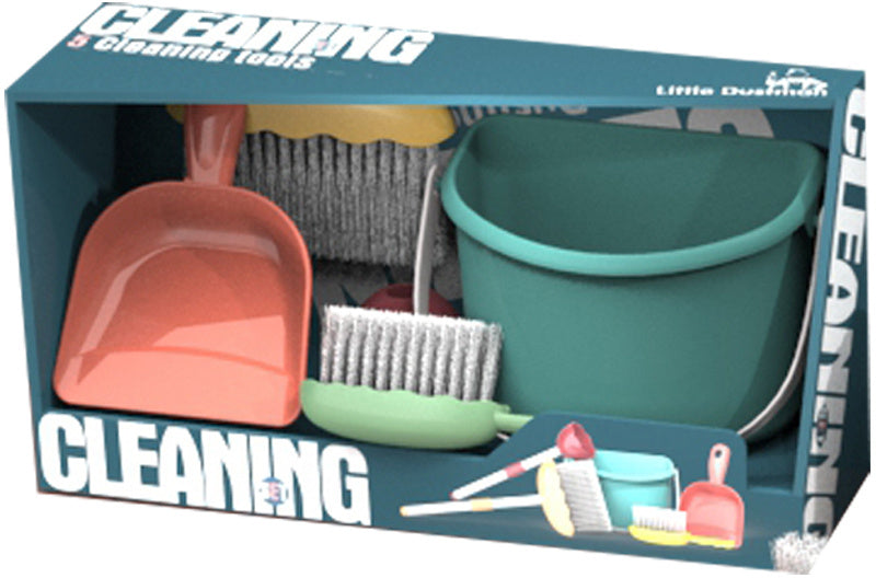 schoonmaakset Cleaning junior groen/rood/wit 5-delig