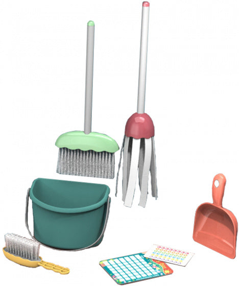 schoonmaakset Cleaning junior groen/rood/wit 5-delig