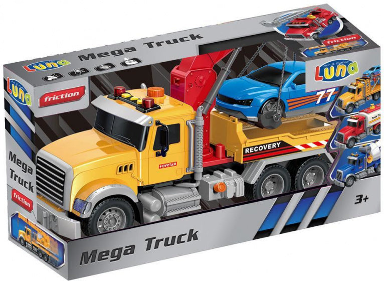 sleepwagen Mega Truck junior 30 x 47 cm 1,5V frictie geel