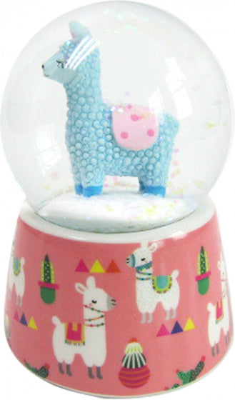 sneeuwbol lama junior 7,1 x 9,5 cm glas koraalrood