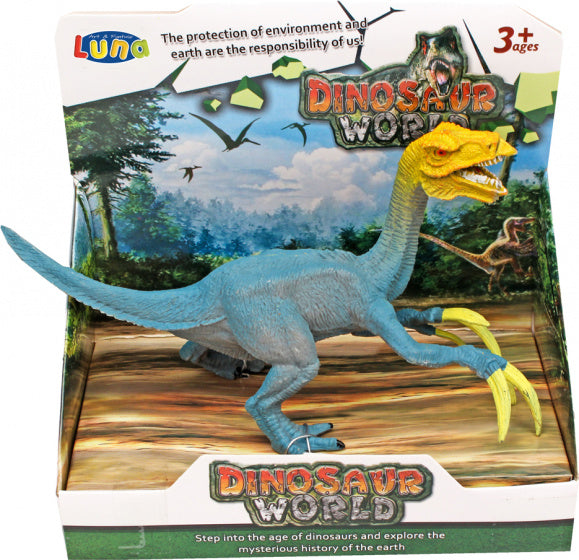speelfiguur Therizinoaurus junior 28 x 18,5 cm blauw/geel