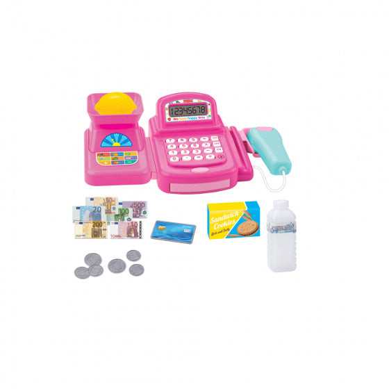 speelgoedkassa Cash met weegschaal 41 cm roze 19-delig