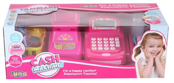 speelgoedkassa Cash met weegschaal 41 cm roze 21-delig