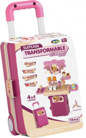 speelgoedkeuken junior 17 x 12 x 38 cm paars/roze 19-delig