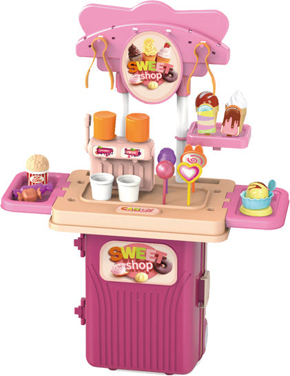 speelgoedkeuken junior 17 x 12 x 38 cm paars/roze 19-delig