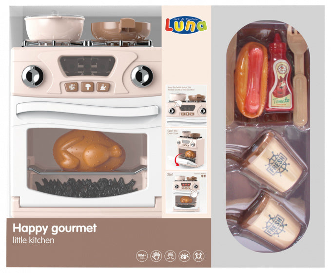 speelgoedoven Happy Gourmet junior 33,5 cm beige 12-delig