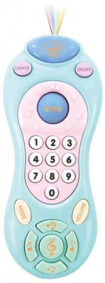 speelgoedtelefoon junior 17 x 7,5 cm lichtblauw/roze
