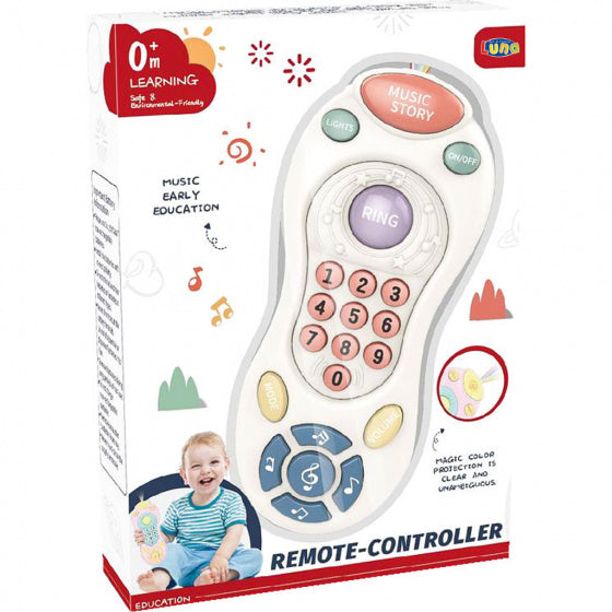 speelgoedtelefoon junior 17 x 7,5 cm lichtblauw/roze
