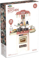 speelkeuken 53,5 x 12,5 x 37,5 cm roze/groen 29-delig