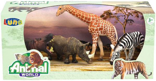 speelset Animal World Jungle junior donkerbruin 4-delig