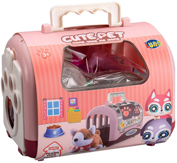 speelset Cute Pet junior 19,5 cm pluche roze 15-delig