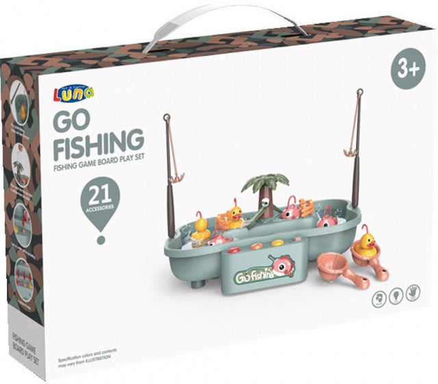 speelset Go Fishing junior 32 x 22 x 7 cm blauwgrijs 23-delig