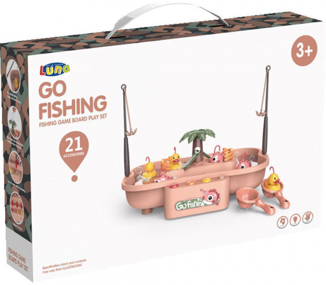 speelset Go Fishing junior 32 x 22 x 7 cm oudroze 23-delig